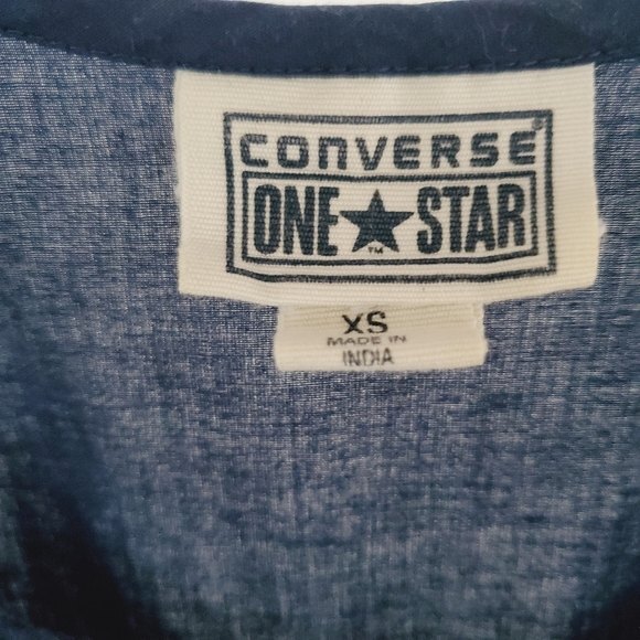 Converse One Star  Floral Embroidered Navy Blue White Cotton Tank Size XS - Picture 4 of 8